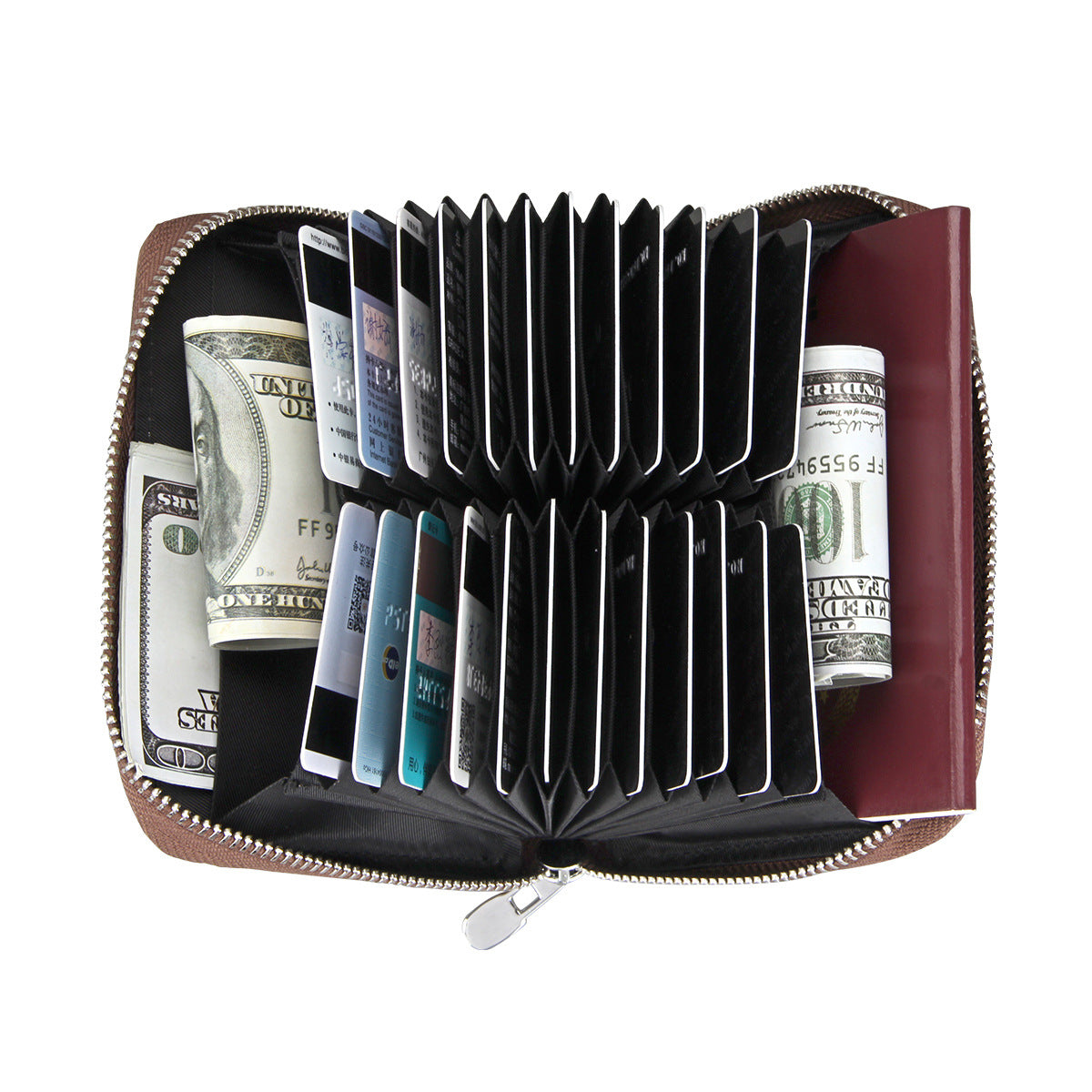 Expanding Card Holder Men's Passport Holder Cowhide Multi-functional