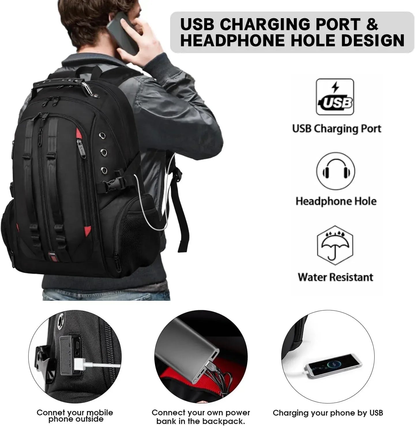 Large Laptop Backpack – 40L TSA-Approved Oxford Travel Pack